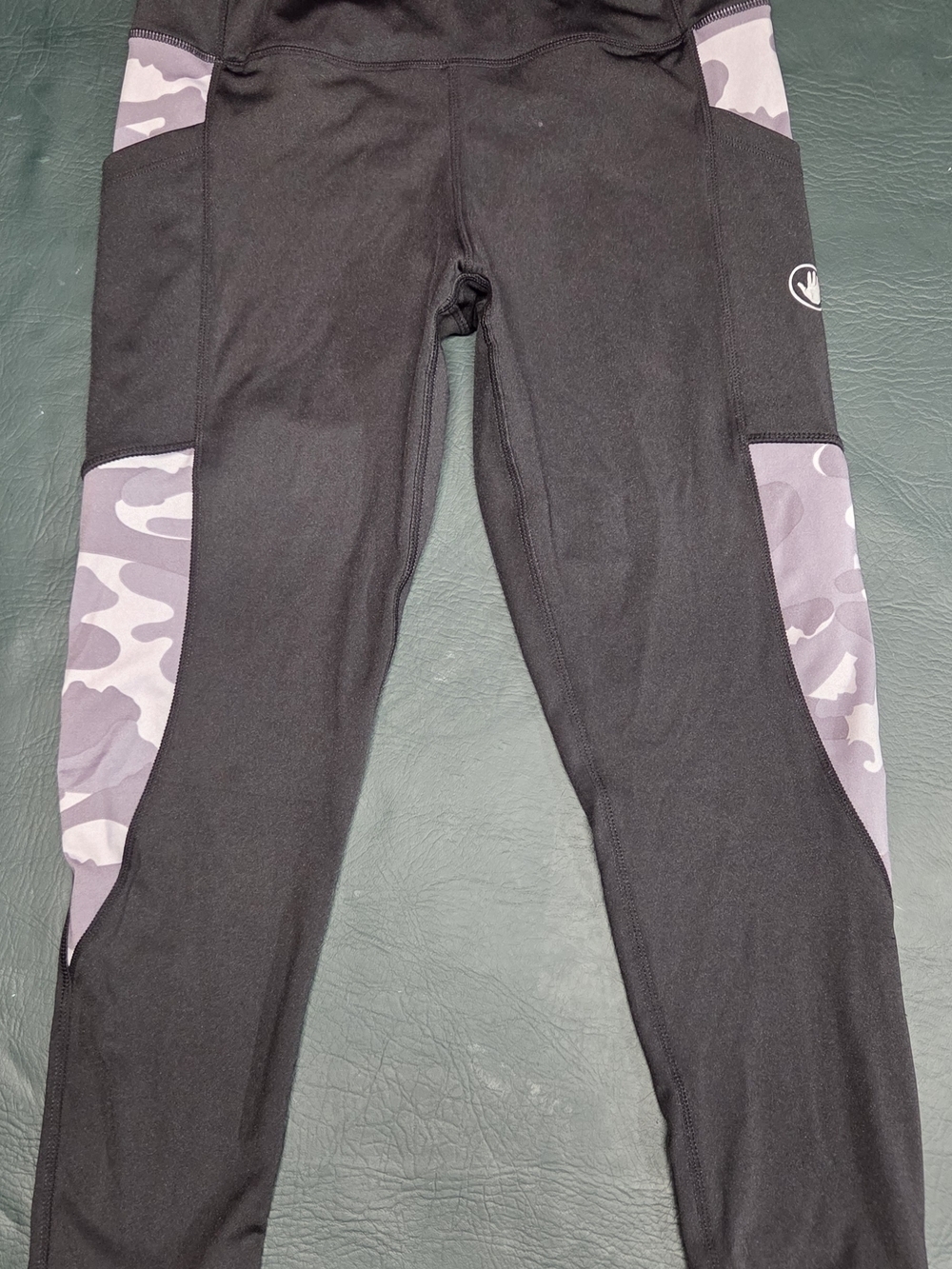 **Body Glove Black Leggings with Light Grey Camo Panels- With 2 Pockets**